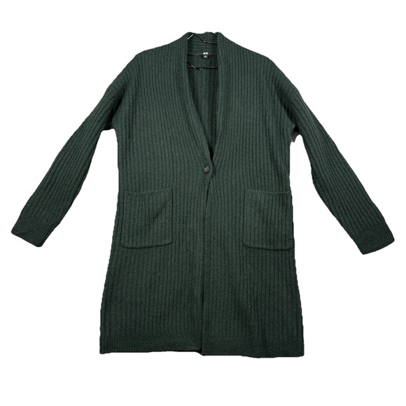 Uniqlo Lemaire Women's Cardigan Knit 100%‎ Wool Sz. XS Green - Picture 1 of 7